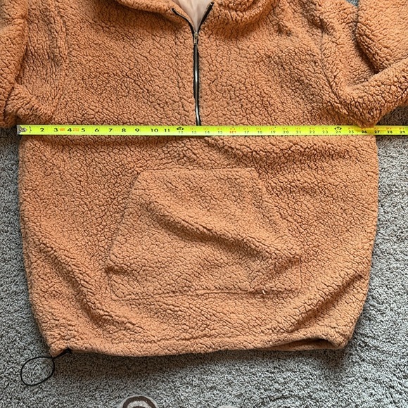 Lanshifei Oversized Fuzzy Sherpa Hooded Teddy Quarter Zip - Picture 6 of 11